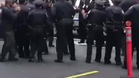 Nypd police celebrates on street