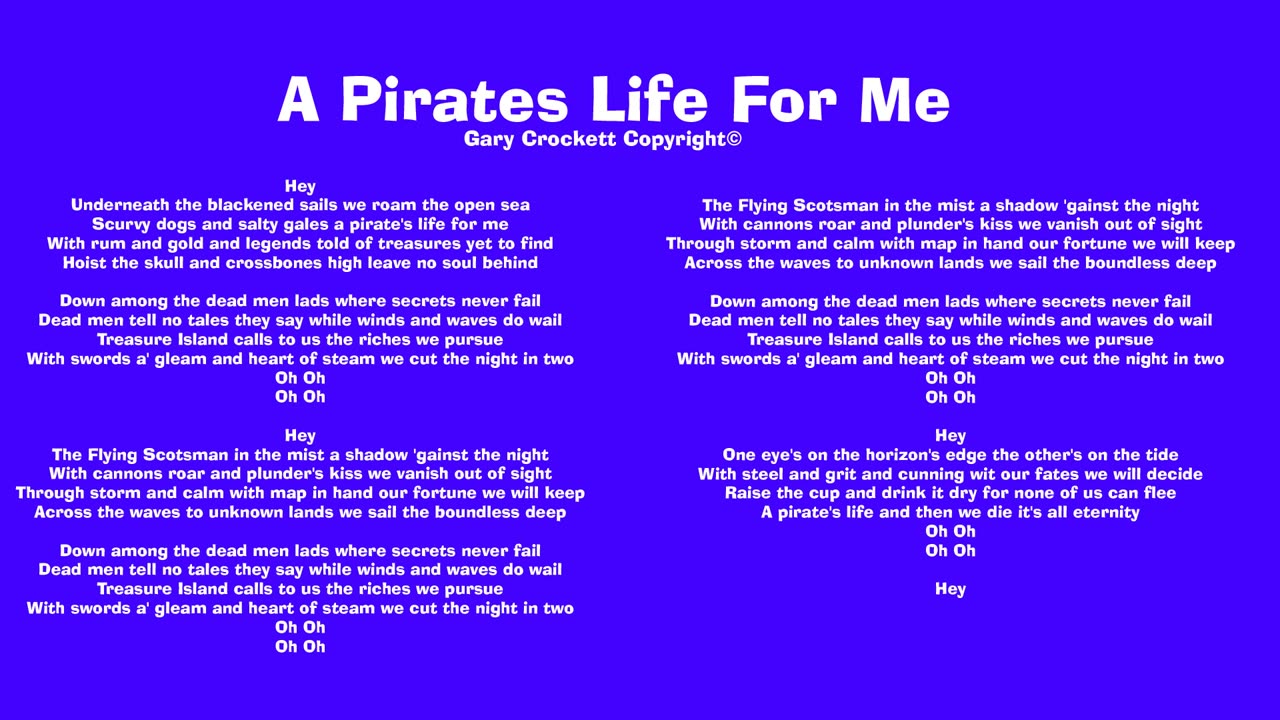 A Pirates Life For Me Song