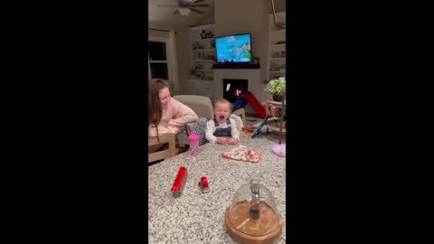 Toddler incredibly catches marshmallow in her mouth #Shorts