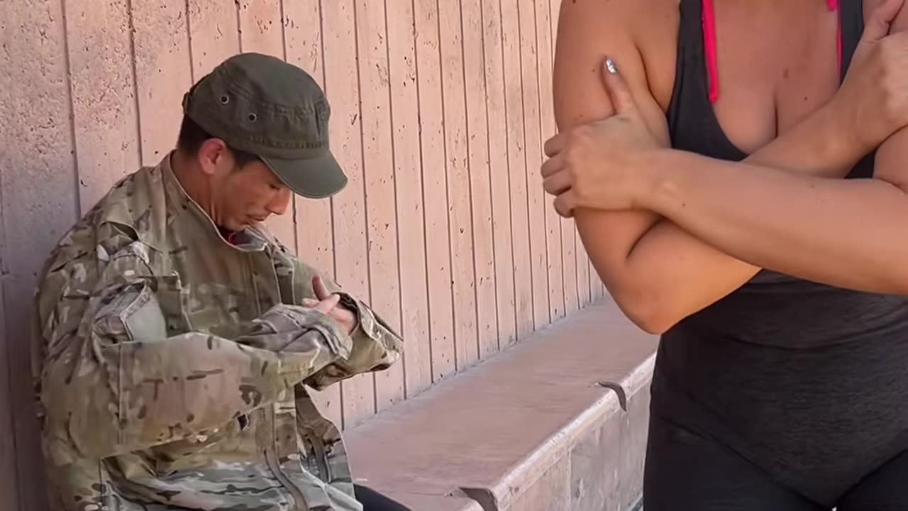 generous homeless man is blessed