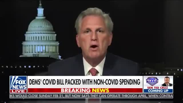 MACCARTHY: "This is supposed to be a COVID bill. Only 9% of it goes to COVID..."