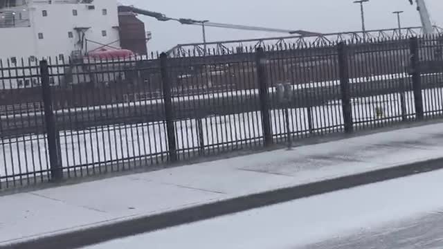 Ship at Sault Locks