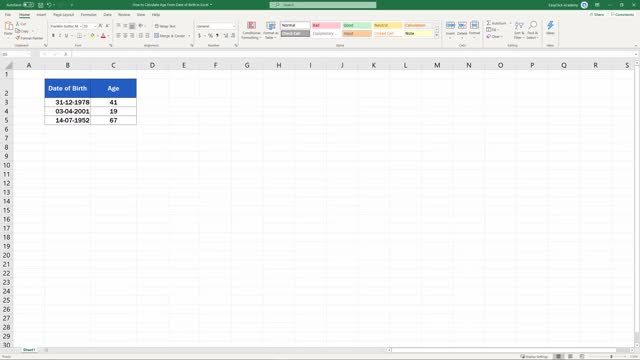 How to Calculate Age Using a Date of Birth in Excel The Easy Way