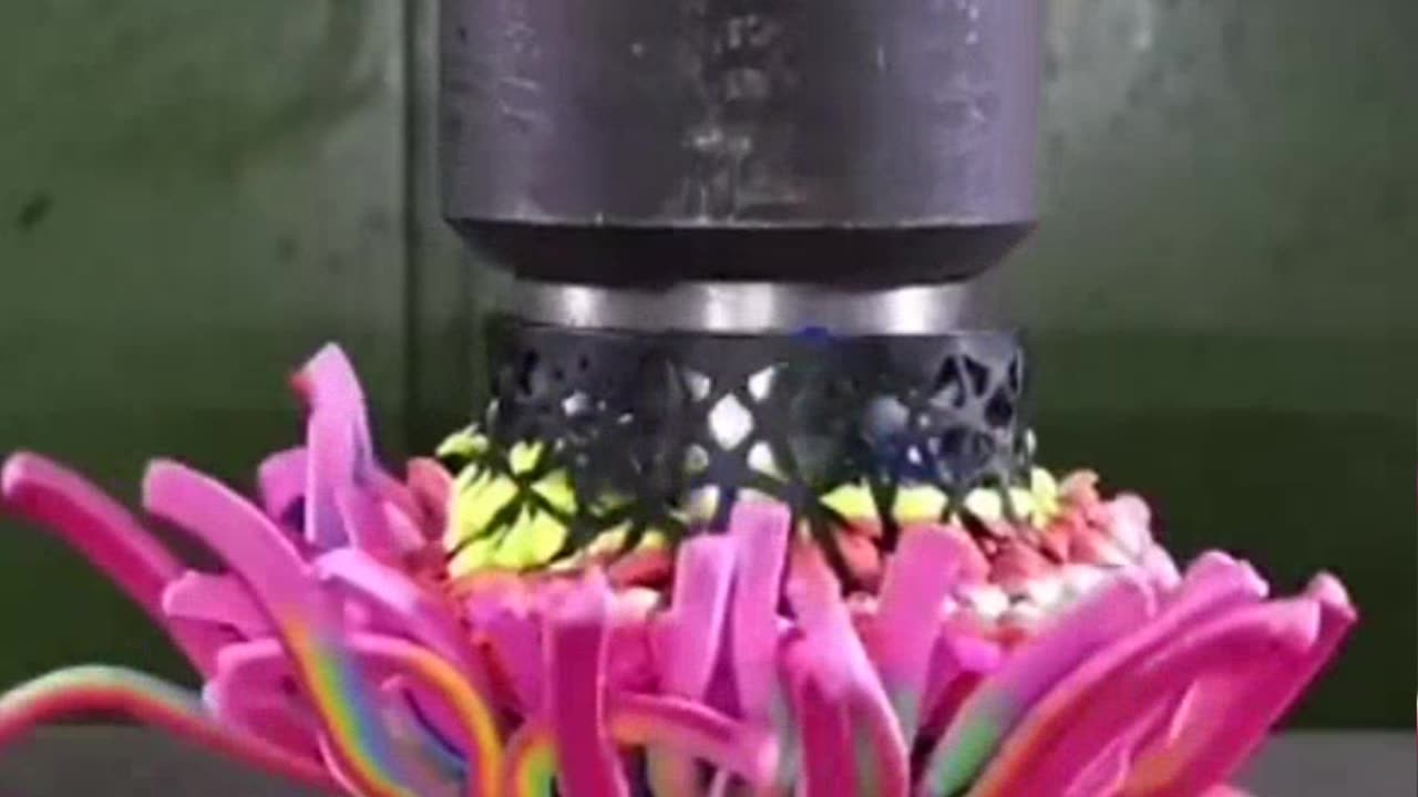 15th short video- Hydraulic press cruching m&ms.