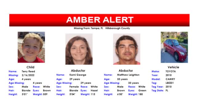 URGENT: Amber Alert issued for 4-year-old boy from Tampa