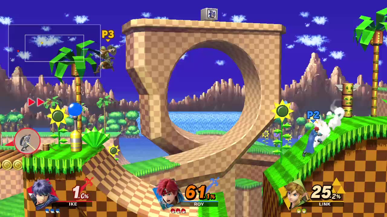 Ike vs Roy vs Link on Green Hill Zone (Super Smash Bros Ultimate)