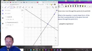 Line perpendicular to a given line through a given point