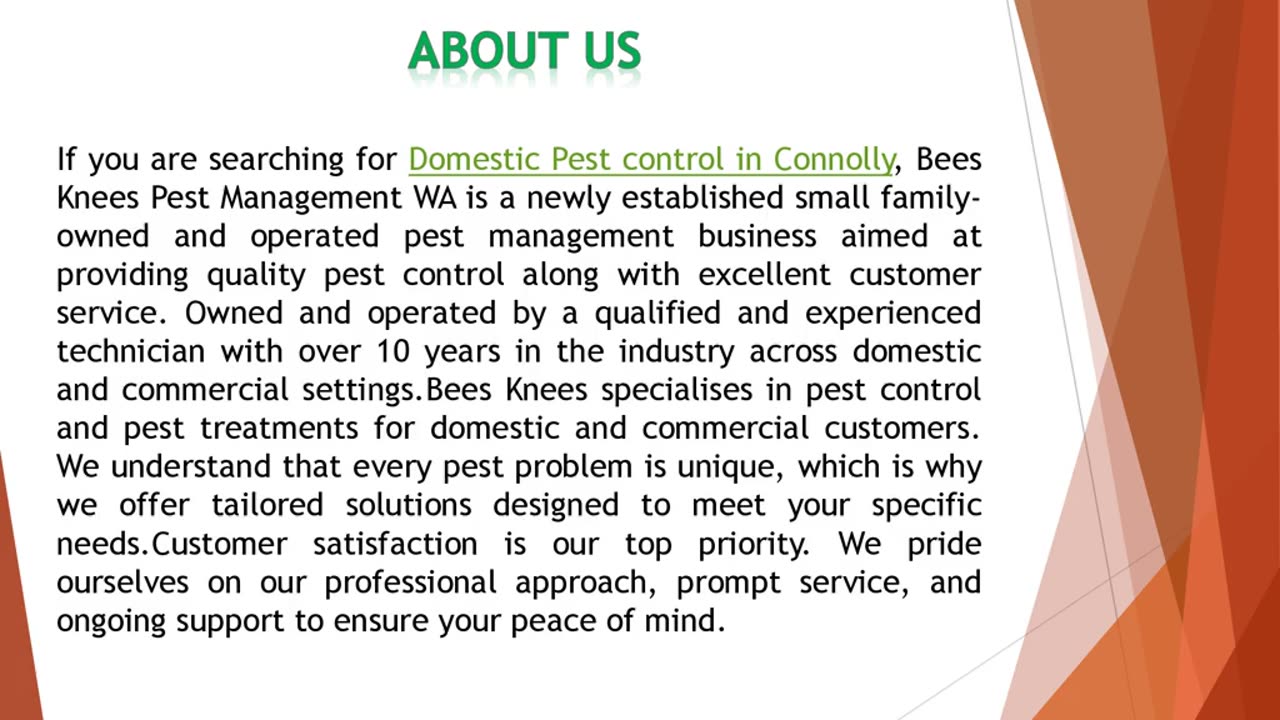 If you are searching for Domestic Pest control in Connolly