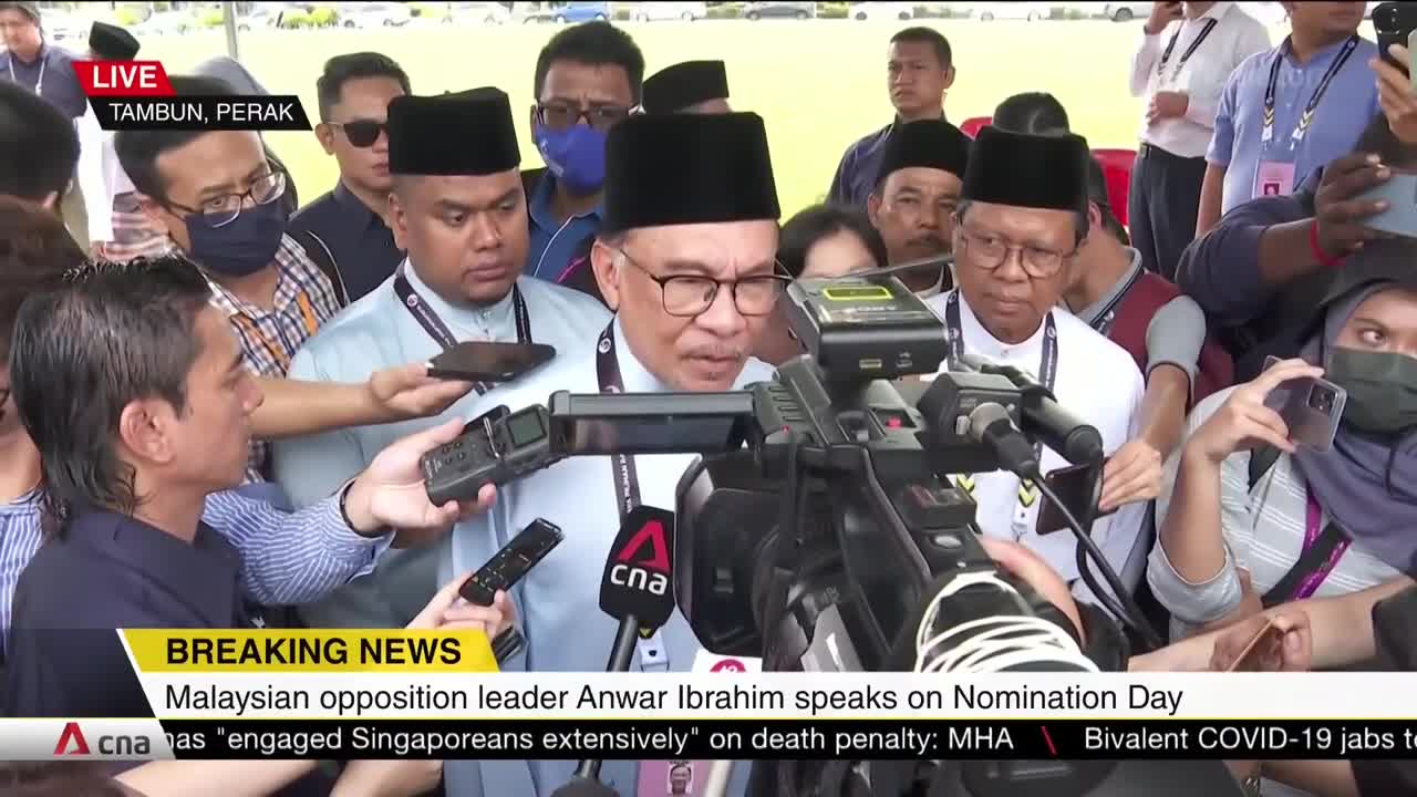 Malaysia GE15: Opposition leader Anwar Ibrahim at nomination centre in Perak