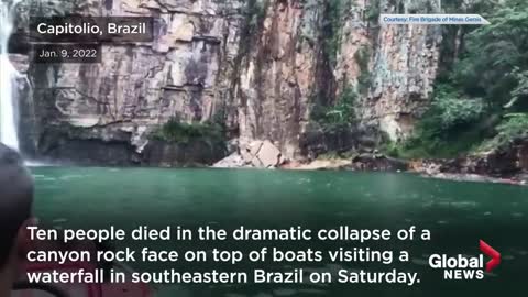 Death toll from Brazil waterfall rock collapse rises to 10