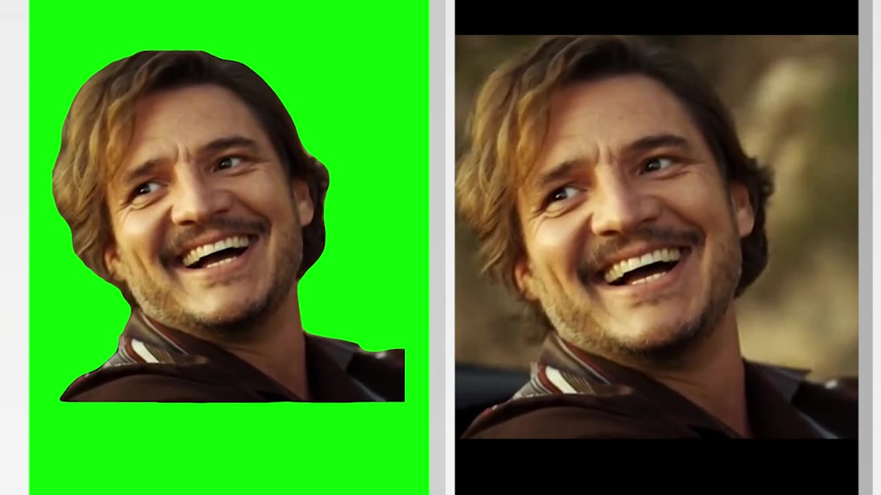 Nicolas Cage and Pedro Pascal Car Meme | Green Screen vs Original