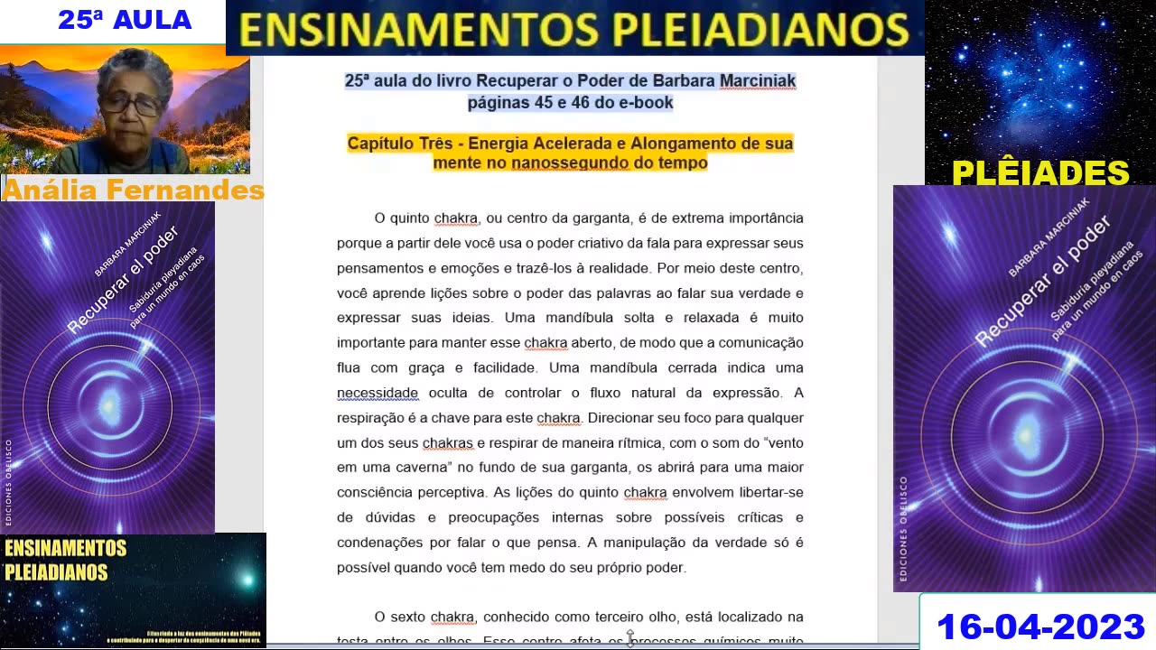 25ª Aula do Livro "Recuperar O Poder" Barbara Marciniak 16-04-2023. (H.Q.)