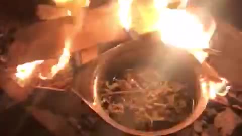 Tea soup on fire