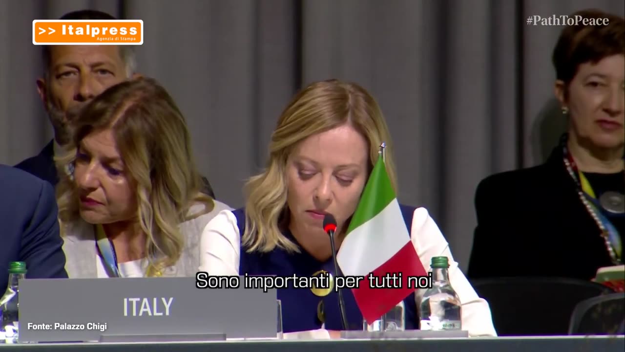 le dichiarazioni di Lady Aspen Merdoni al summit per la pace in Ucraina a Lucerna in Svizzera dal 15 al 16 giugno 2024 dove non sono presenti Russia e Cina.Un testo che però non è stato sottoscritto da molti Paesi:Arabia Saudita,Messico,India,Brasile
