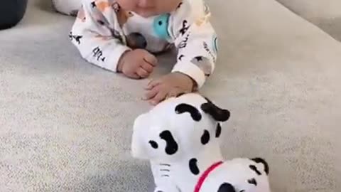 cute baby playing a toys fanny video