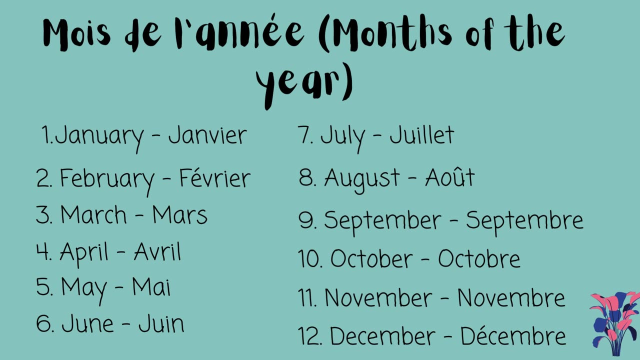 Days of the week and months of the year in French