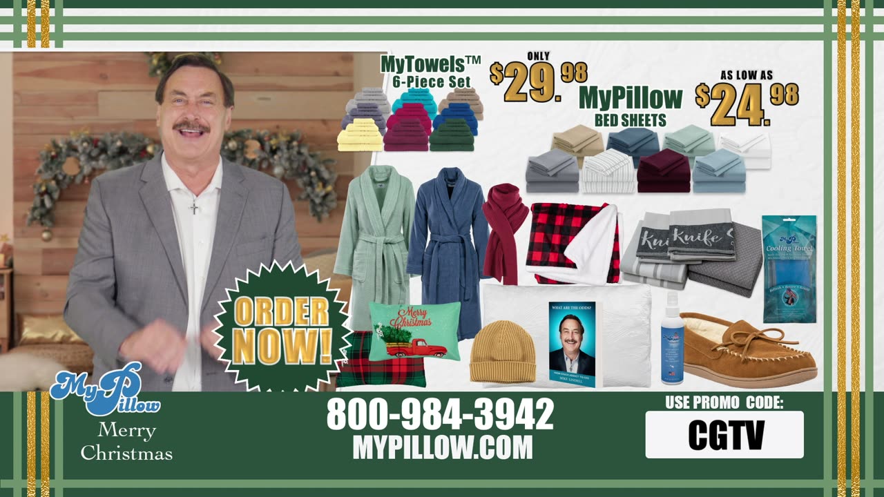 My Pillow Christmas promotional for CGTV