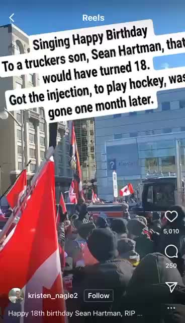 Singing Happy Birthday to young man who died from the vaccine at the Ottawa convoy protest