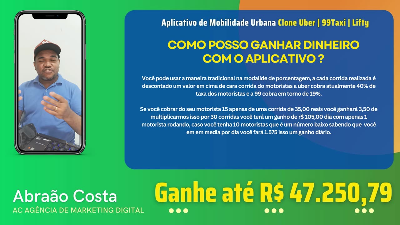 #6 Como Ganhar Dinheiro Rápido - Aplicativo de Mobilidade Urbana Tipo Clone Uber, 99Pop