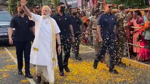 Rain flowers on president pm modi