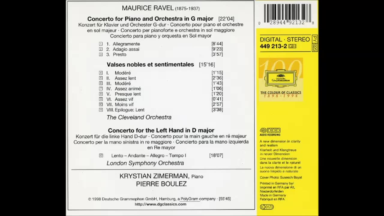 Piano Concerto for the Left Hand by Maurice Ravel reviewed by Martin Cotton May 2005