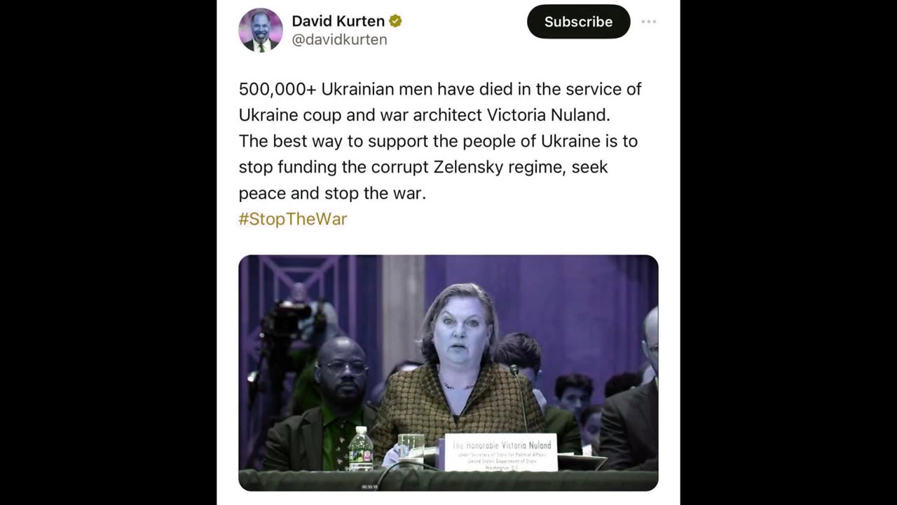 David Courten, accuses Nuland of having already killed more than 500,000 Ukrainian men