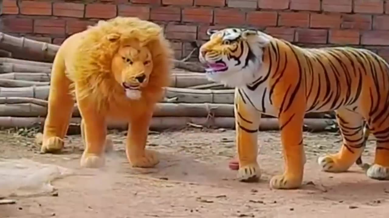 Troll Prank Dog funny & Fake Lion &Fake Tiger prank