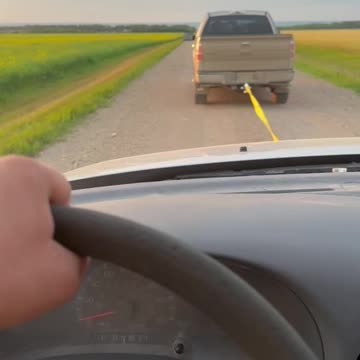 tim on camera vs him off camera while towing el broko to the shop
