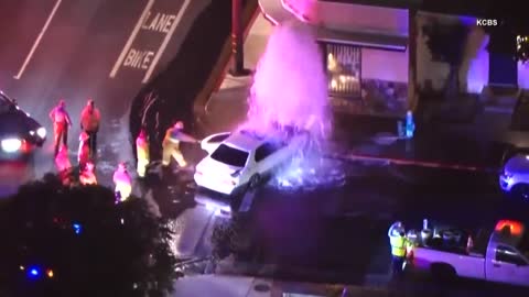 Police Pursuit Leads to Suspect Slamming Into Hydrant