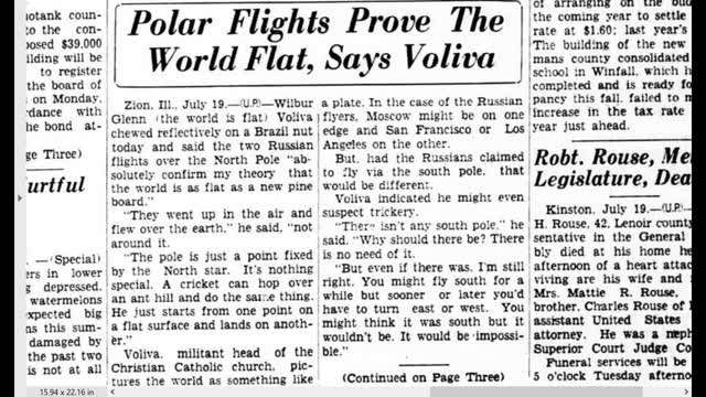 Flat earth in old newspapers