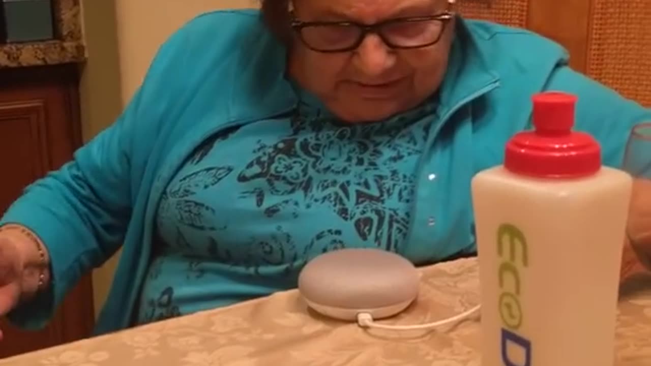 Italian grandmother learning to use Google home