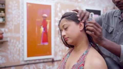 Hair Play & Head Massage _ Relaxing Scalp Therapy for Long Hair _ Indian Massage