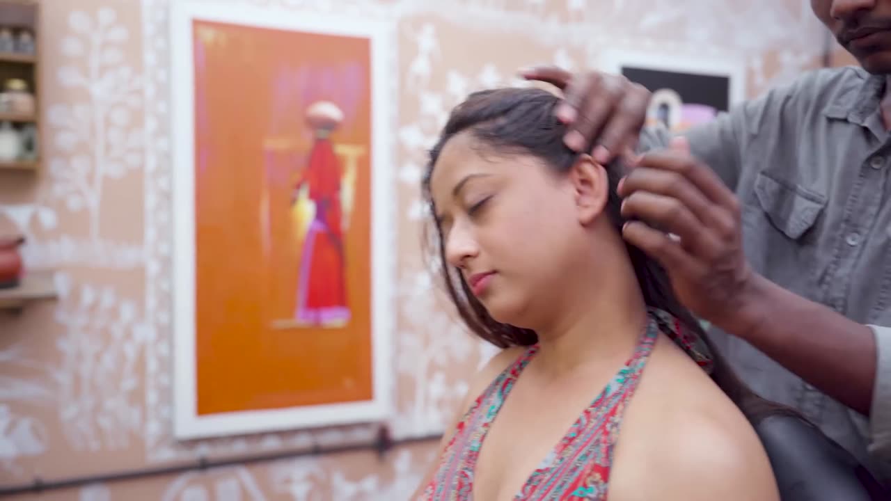 Hair Play & Head Massage _ Relaxing Scalp Therapy for Long Hair _ Indian Massage