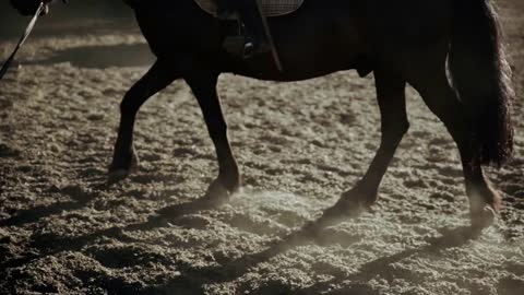 A girl learning to ride on a horse