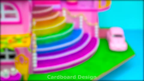 How To Build Amazing Little Pink Palace With Big Cardboard Rainbow Stairs ❤️ DIY Miniature House #95