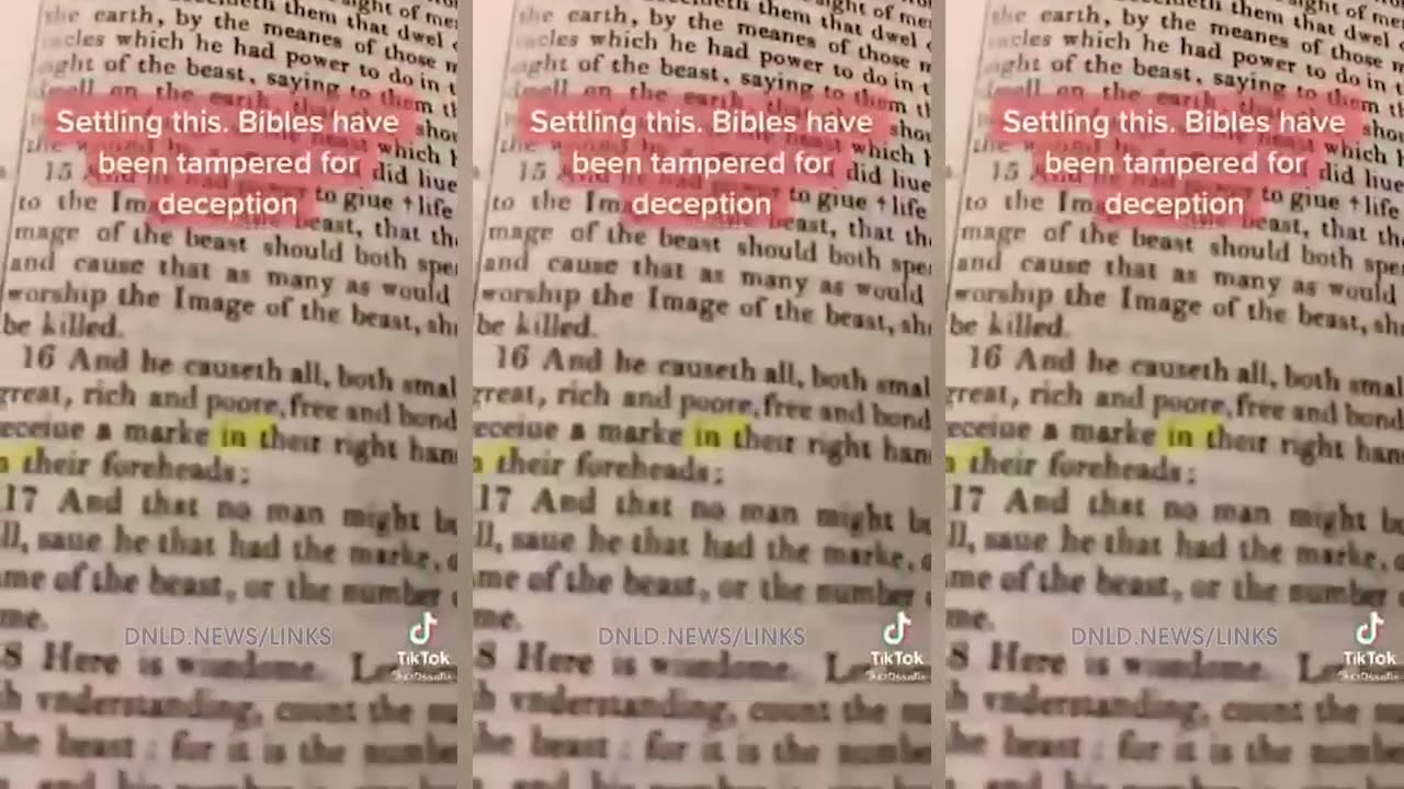 The Bible Is Being Edited To Say The Mark Of The Beast Goes On You, It Goes Inside You