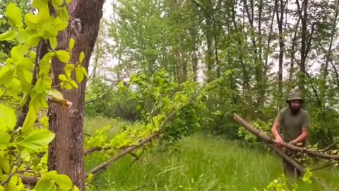 A man making house on the tree its amazing