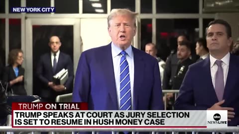 Trump speech at court as jury selection set to resume in hush....