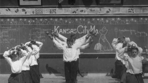 Lathrop School Calisthenics (1904 Original Black & White Film)