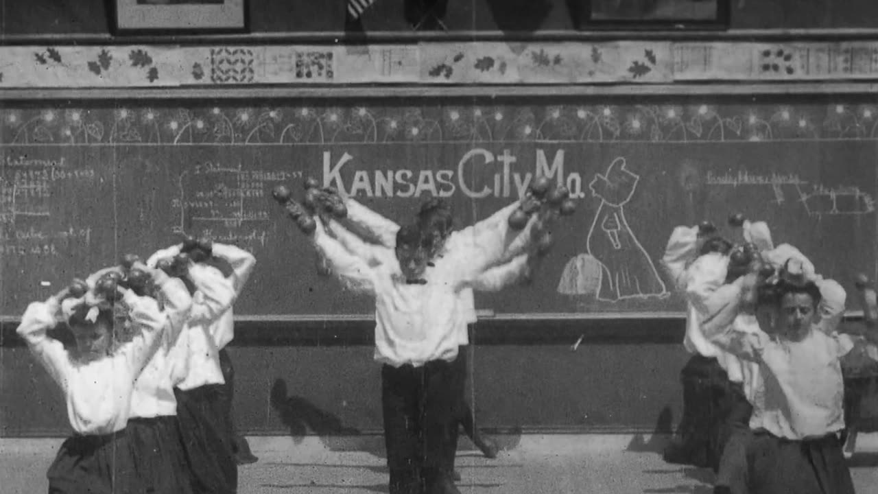 Lathrop School Calisthenics (1904 Original Black & White Film)