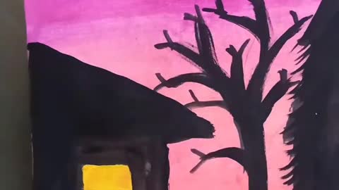 Night Scenery Painting Arts Zindhagi #painting#shorts#ytshorts