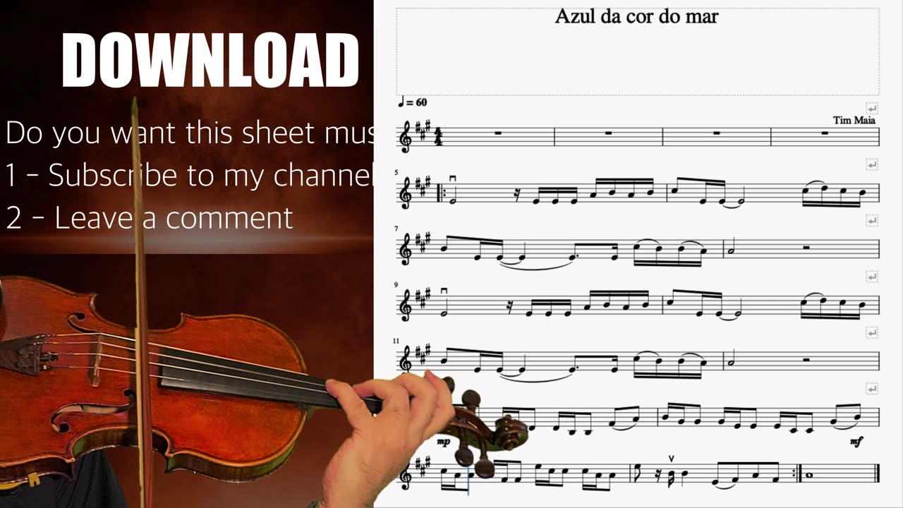 AZUL DA COR DO MAR - FREE VIOLIN - EASY PLAY ALONG