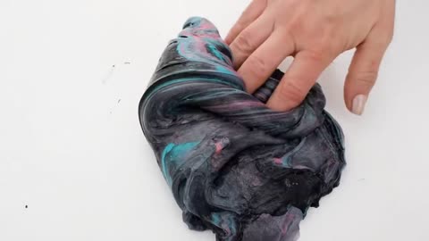 black VS teal slime mixing.