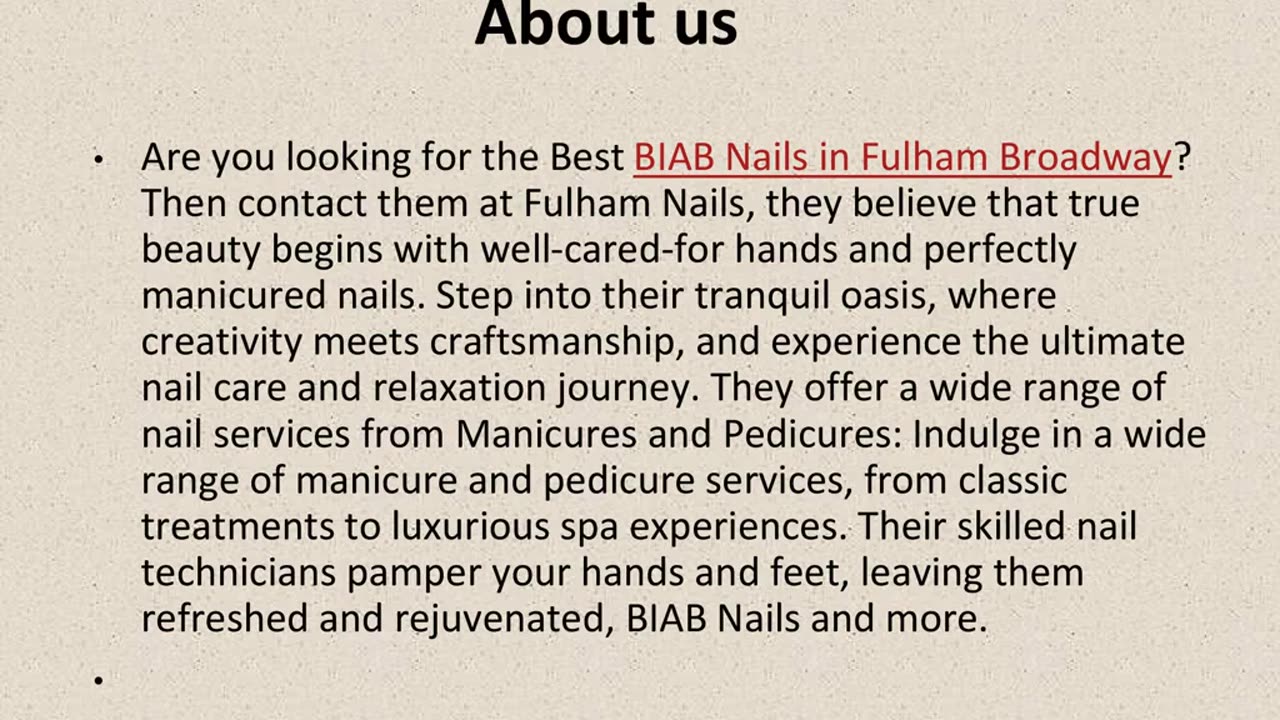 Best BIAB Nails in Fulham Broadway.