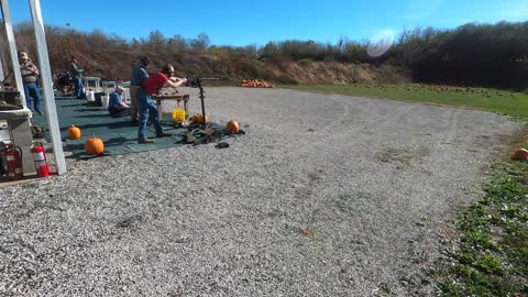 2022-11-06 Red Brush Machine Gun Pumpkin Shoot
