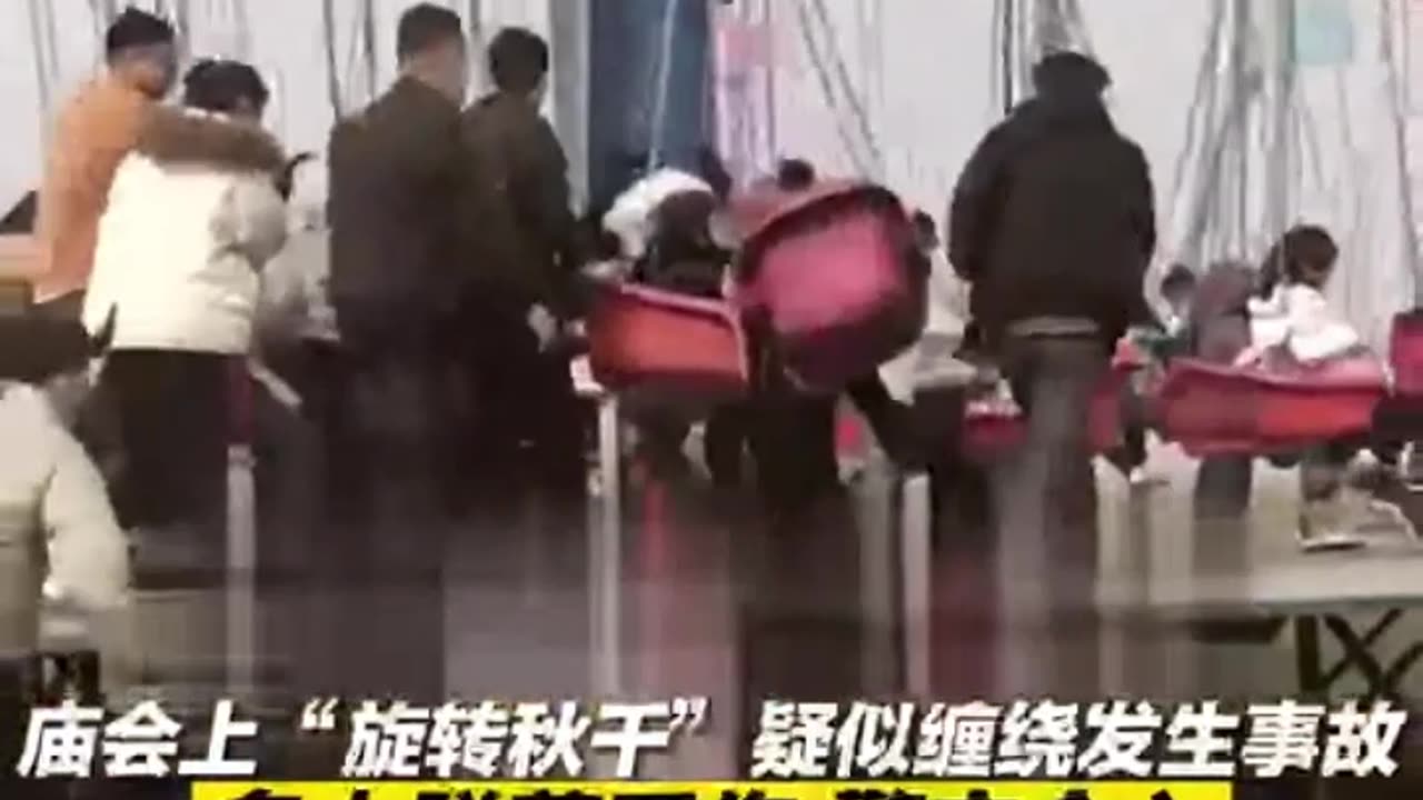 Some Unsuspecting People Having Fun On A Ride Are Suddenly Strewn About As The Machine Fails