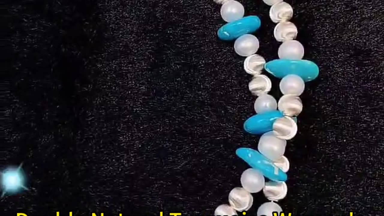 GN-20241129-01 Double Natural Turquoise Women's Necklace with delicate natural pearls and turquoise