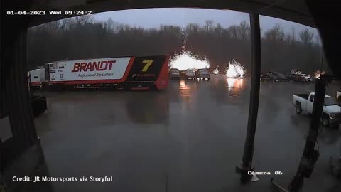 Lightning strike blasts truck