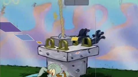 Squidward Is Playing With Tiles In Front Of The Arm Cruncher 🧱