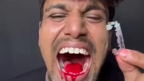 Blade cut the tongue prank